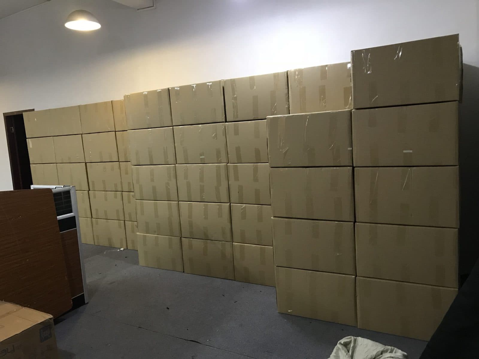 Packed orders waiting for pickup